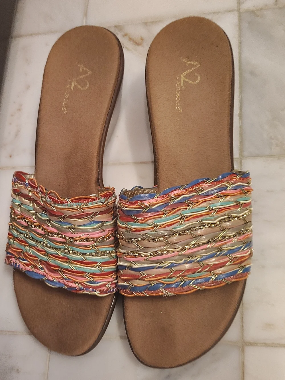 A2 By Aerosoles Multicolor Braided Band Slide Sandals 9